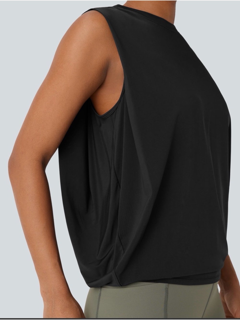 Halara Round Neck Ruched Cool Touch Yoga Tank Top-UPF50+